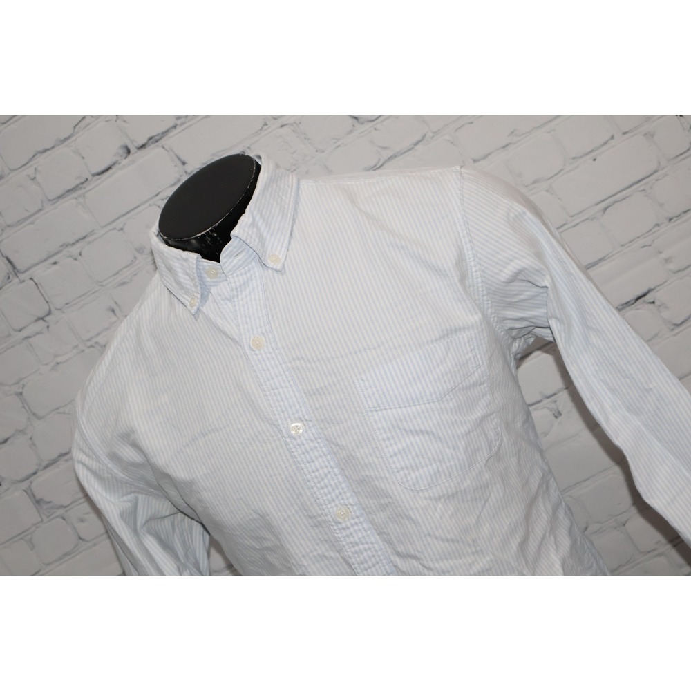 J.Crew Oxford Dress Shirt Mens Large Blue White Striped Slim Fit Button Down **